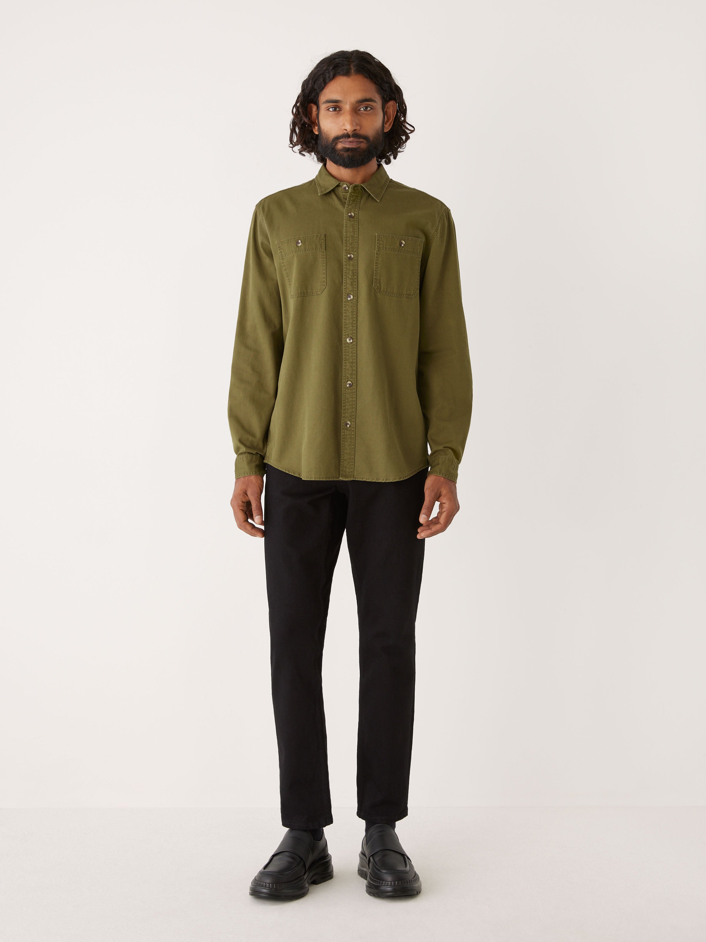The Washed Worker Shirt in Dark Olive – Frank And Oak USA