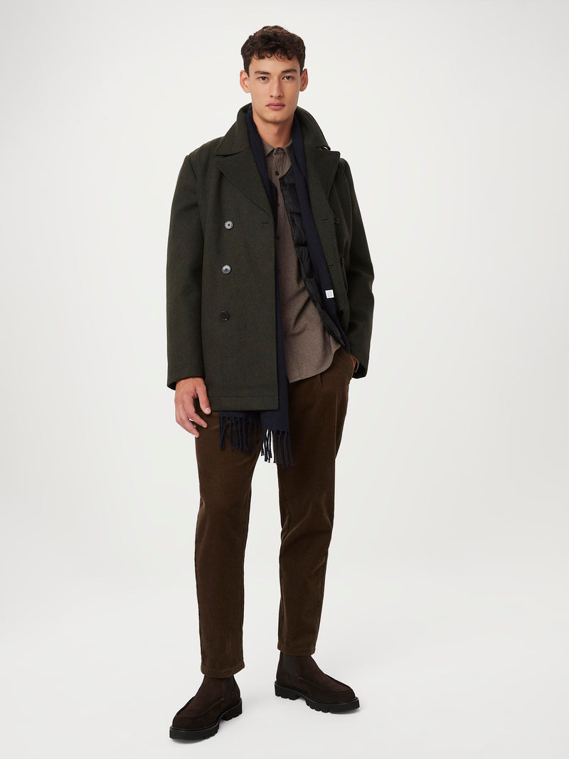 Frank and Oak The Nelson Recycled Wool Peacoat in Rosin