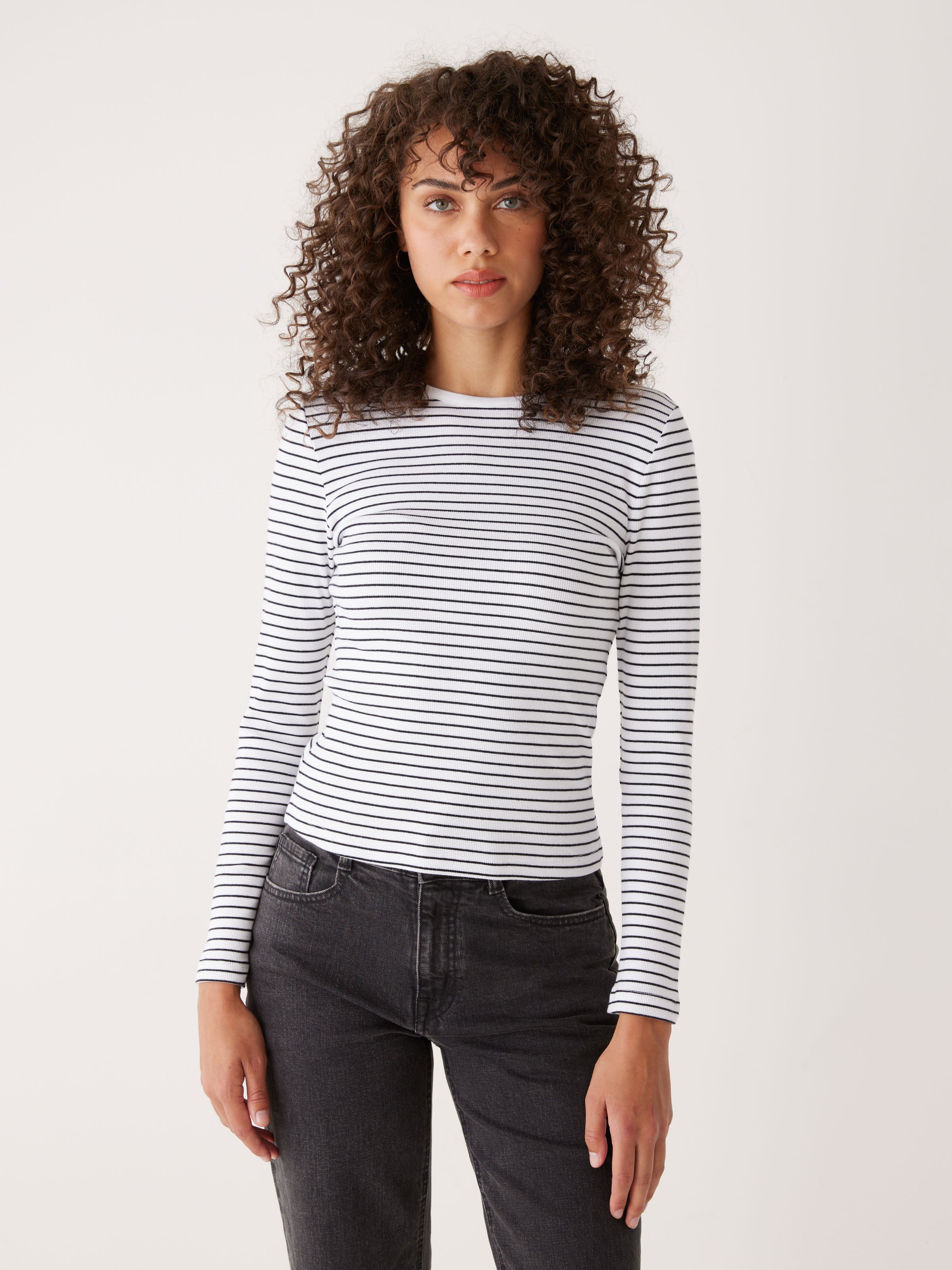 The Long Sleeve Ribbed Top in Black