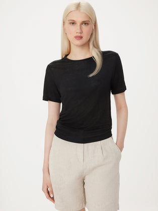 The Fluid Linen T-Shirt in Black