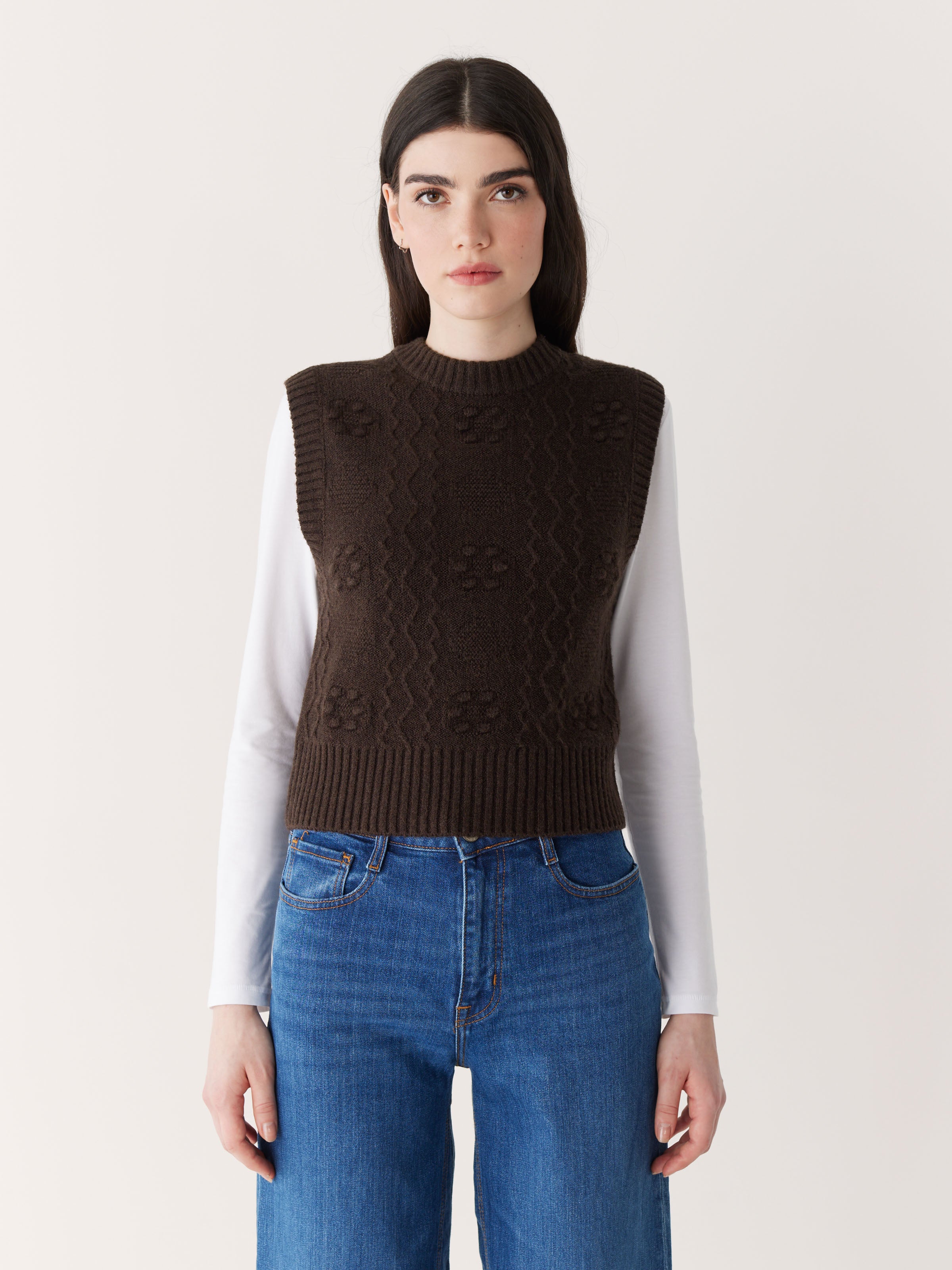 The Bobble Sweater Vest in Dark Brown