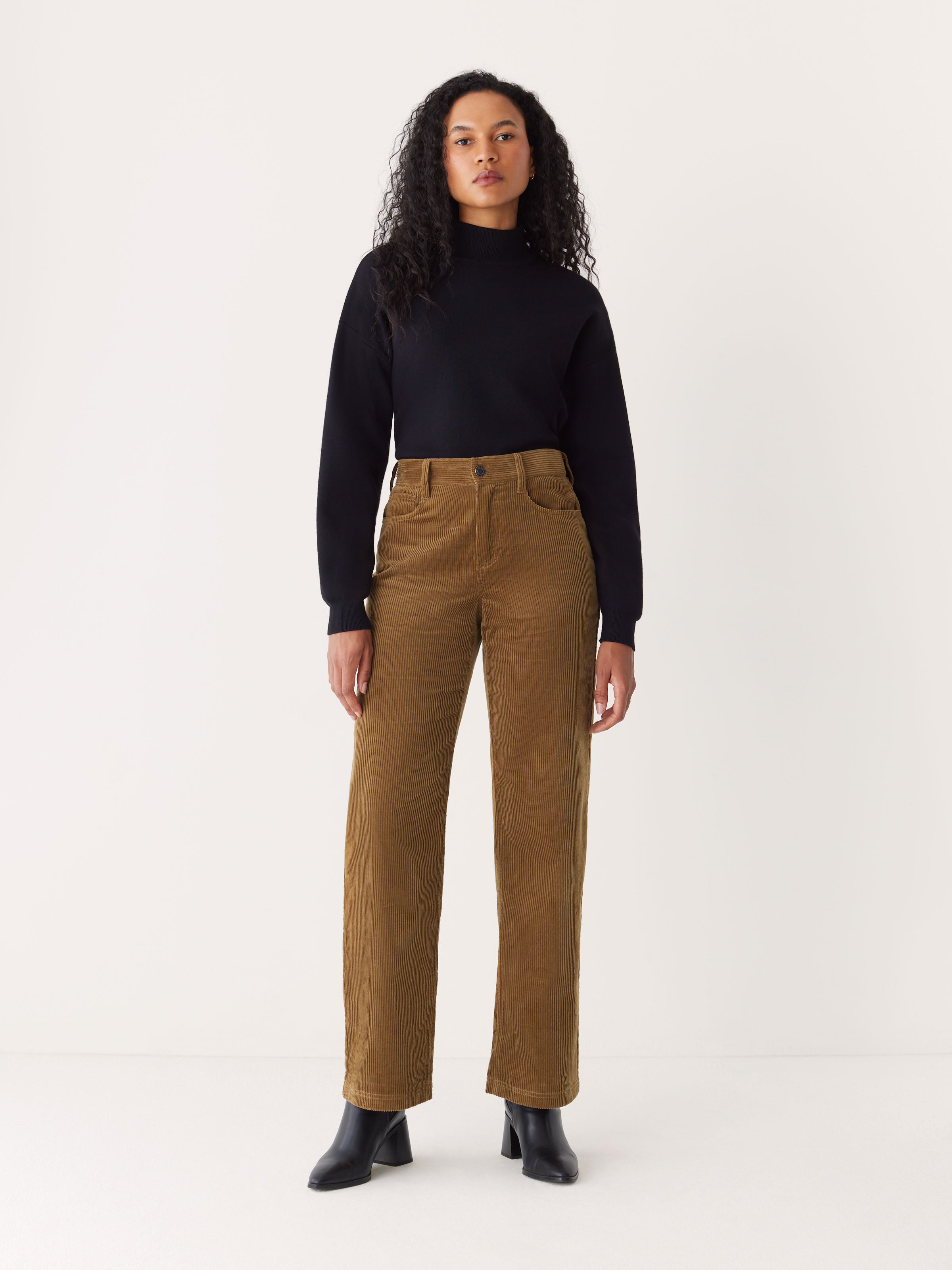 Boyfriend Corduroy Pants Solid Leg Casual Straight Baggy Wide Mid Waisted Women's  Trousers Pants Women's (Beige, M) : : Clothing, Shoes & Accessories