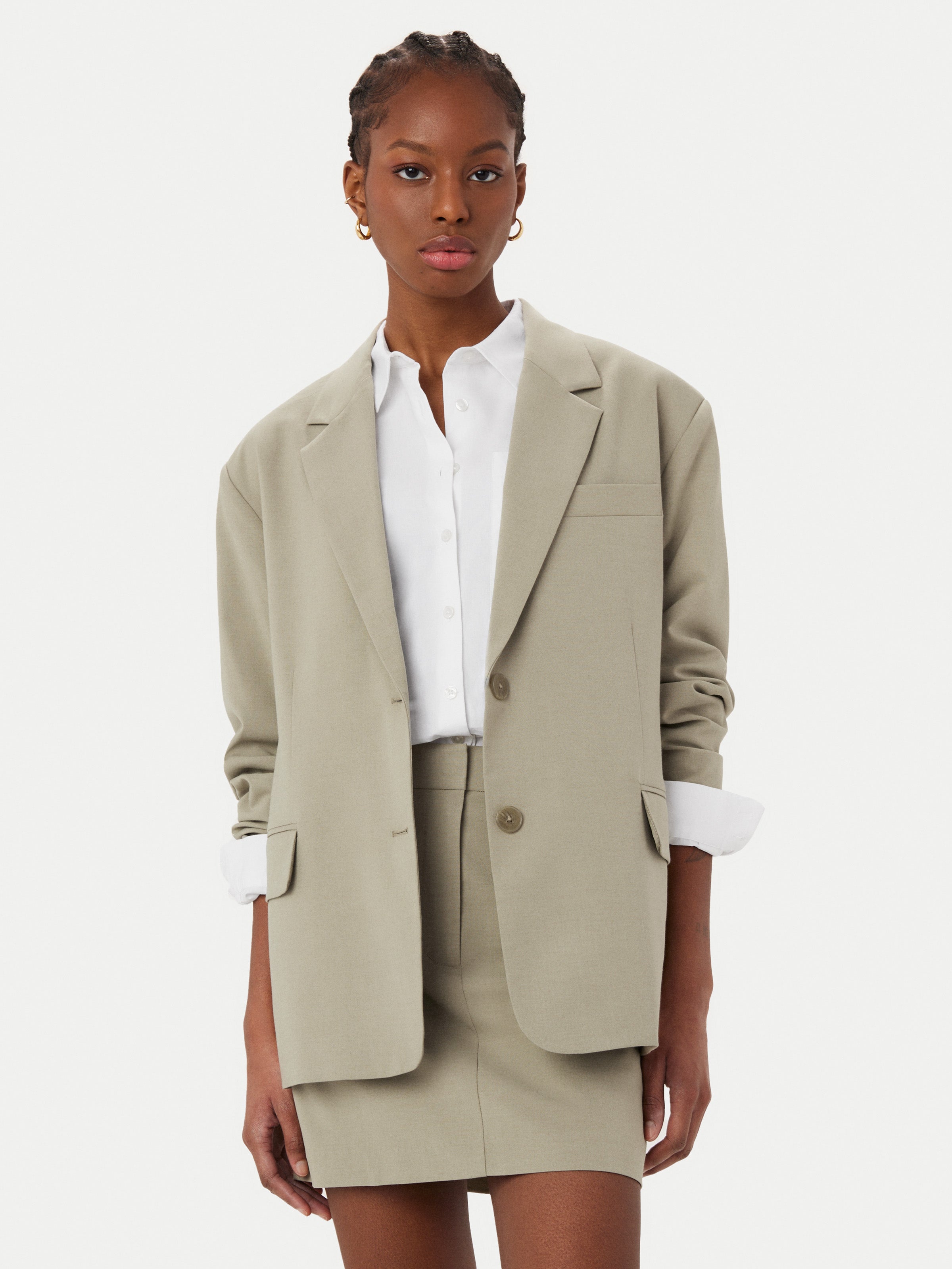 The Boxy Single Breasted Blazer in Light Khaki – Frank And