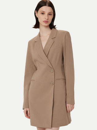 The Fitted Blazer Dress  in Taupe